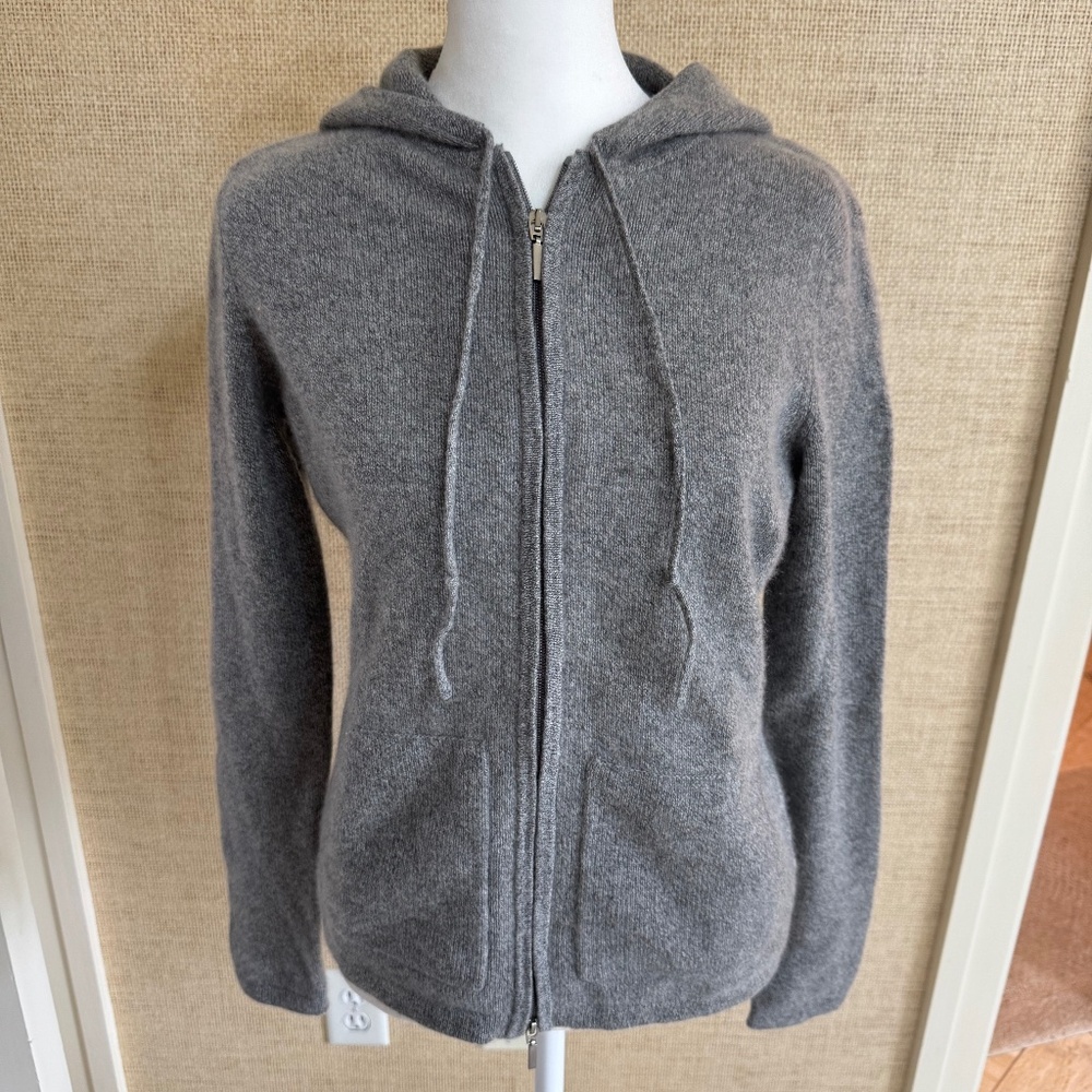 Women's Magaschoni Grey Full Zip Cashmere Sweater - Size M